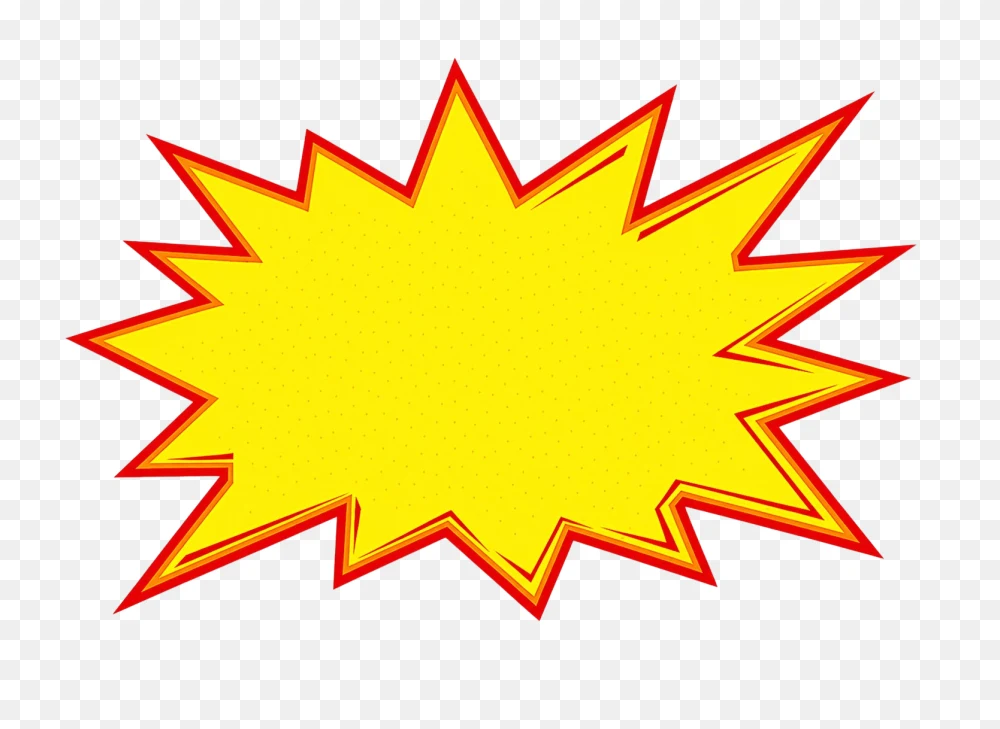 Yellow and Red Starburst Explosion PNG  Transparent Background