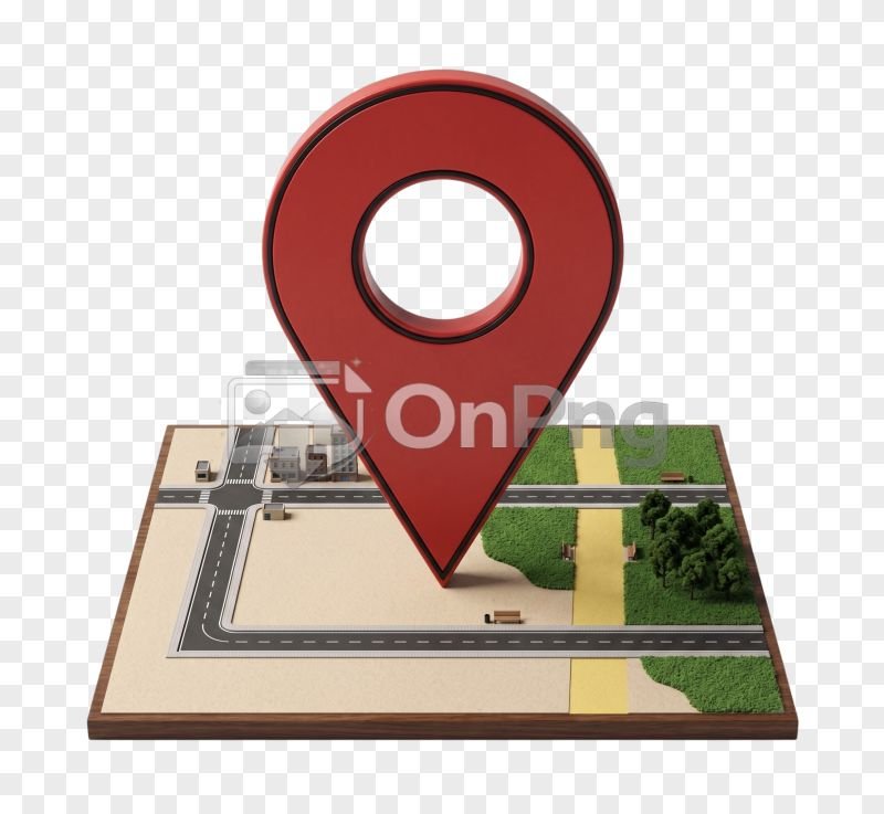 3D Red Map Pin and Navigation Map Icon PNG