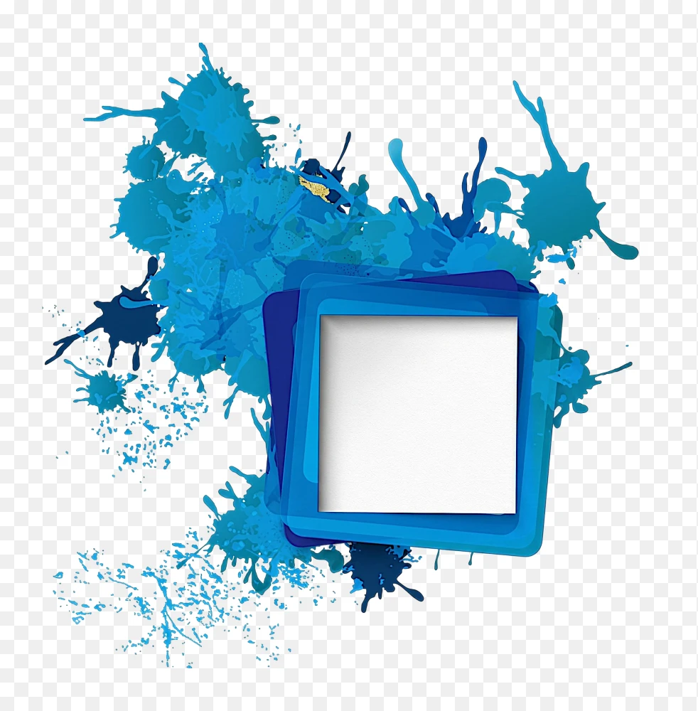 Blue Paint Splash Square Frame Background PNG  Transparent Background