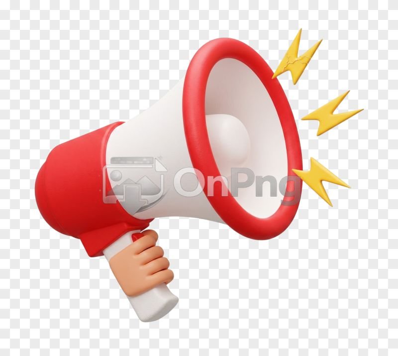3D Hand Holding Red Megaphone Announcement Symbol PNG