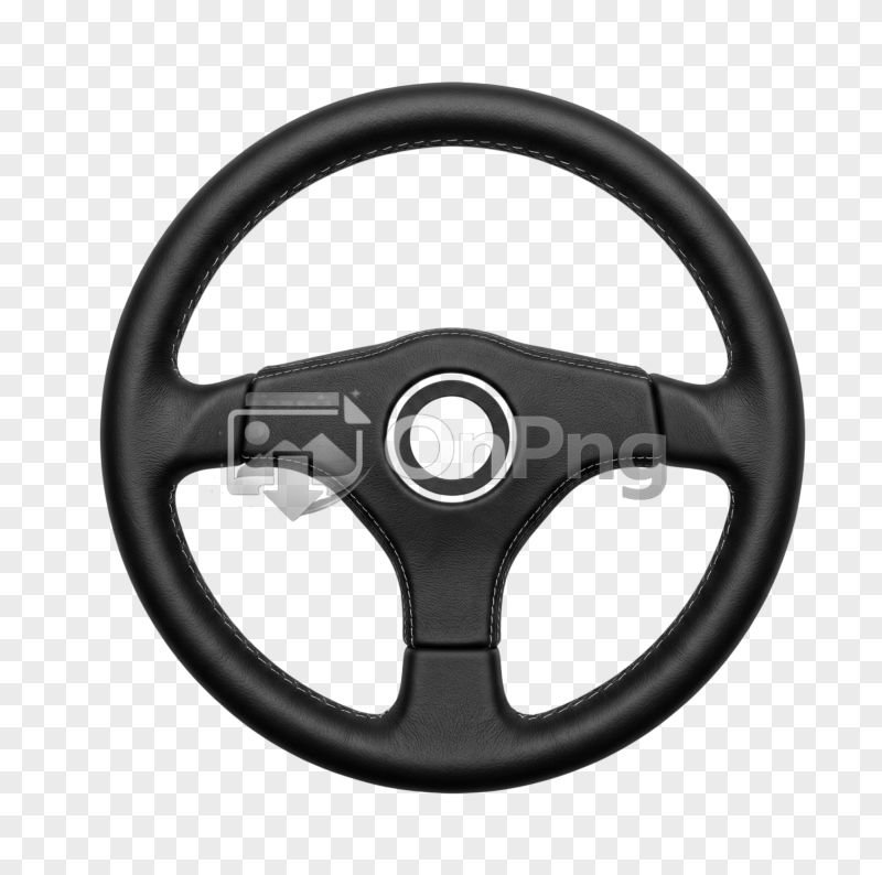 Classic Black Three-Spoke Steering PNG