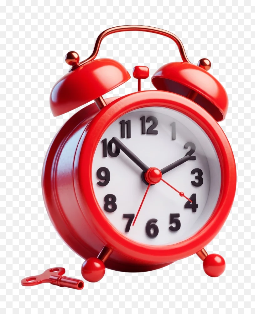Classic Red Twin Bell Alarm Clock with Key PNG  Transparent Background