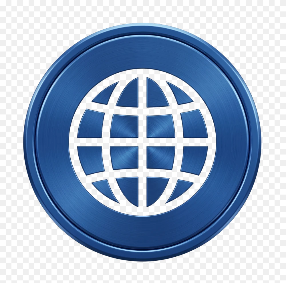 Metallic Blue Global Internet Icon Png  Transparent Background
