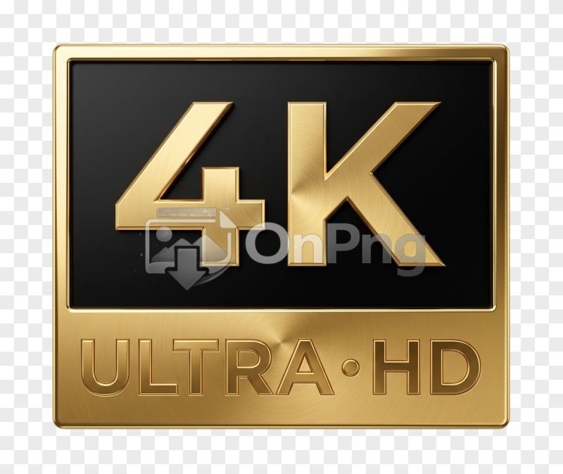 Premium Gold 4K Ultra HD Resolution Badge PNG