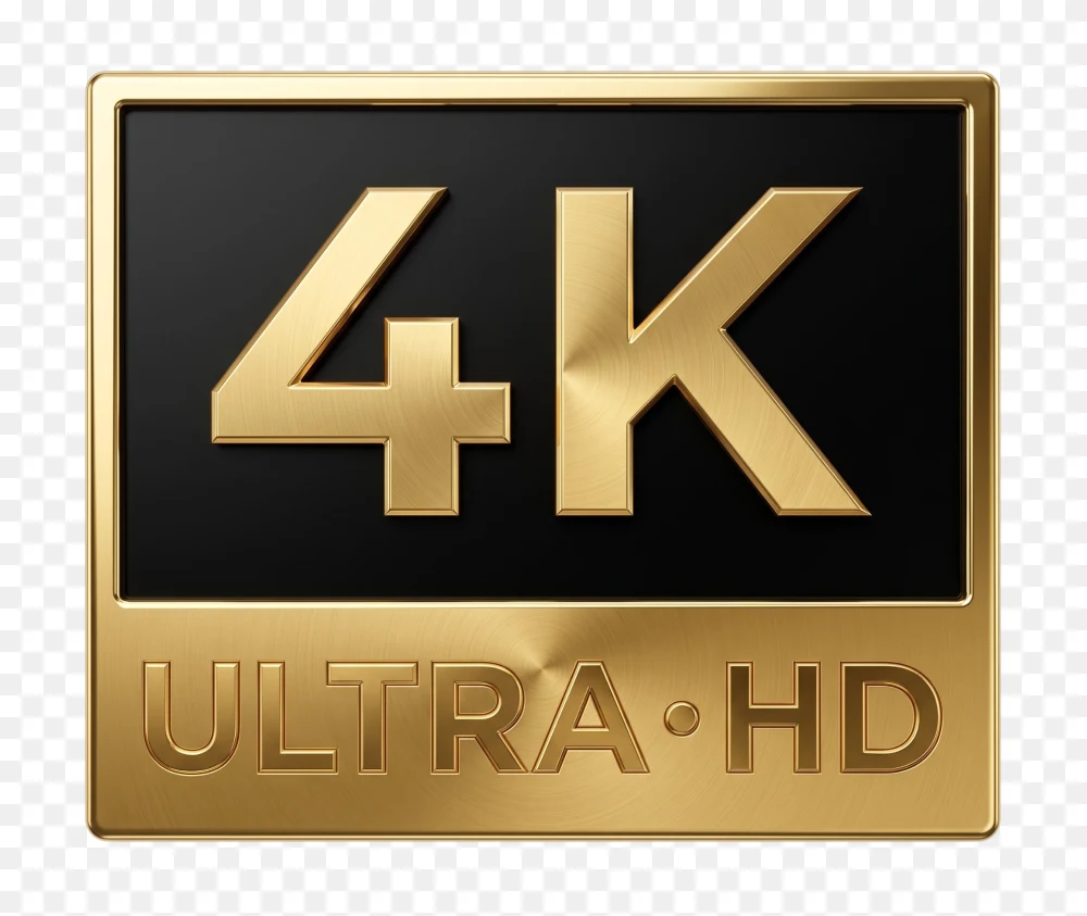 Premium Gold 4K Ultra HD Resolution Badge PNG  Transparent Background