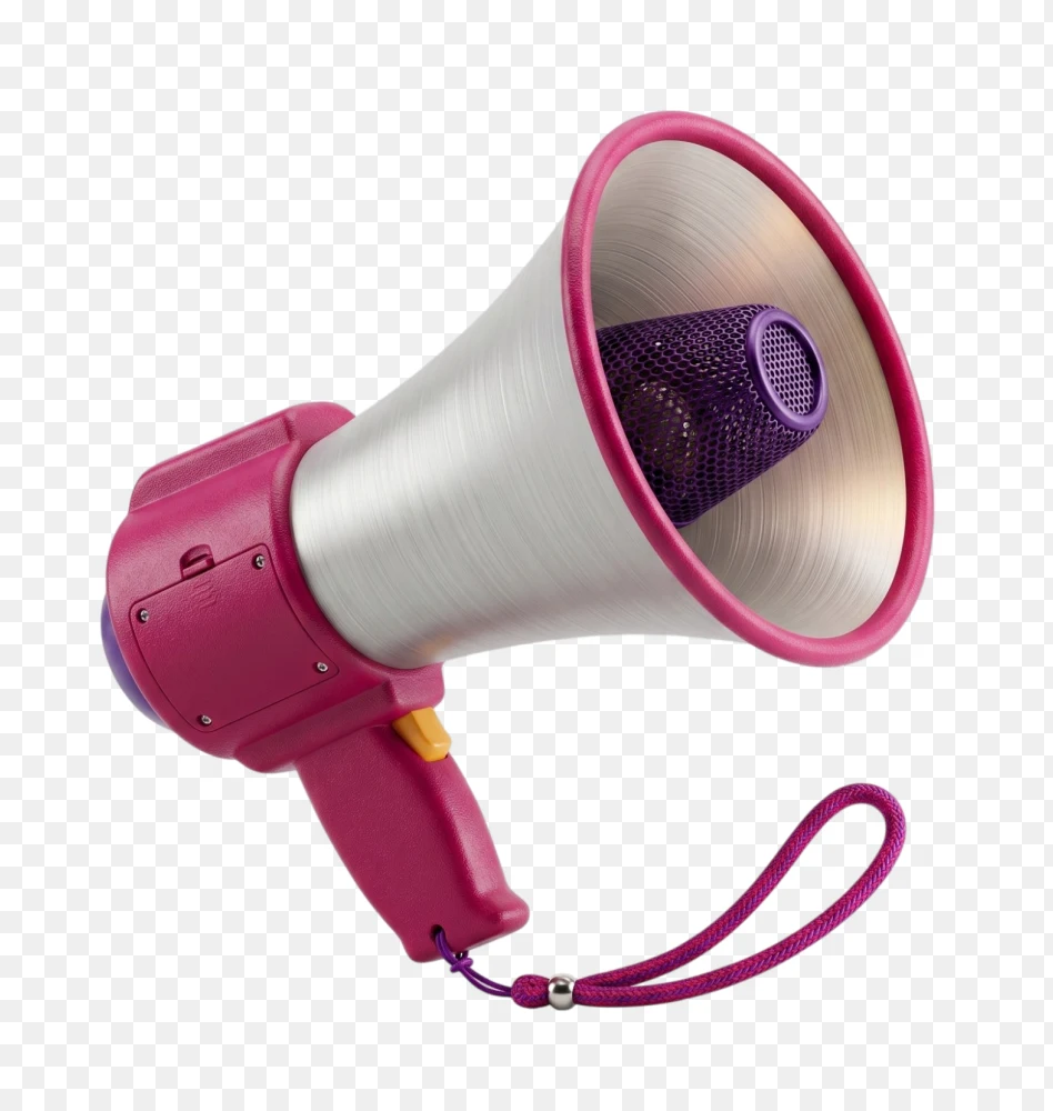 Vibrant Pink and Silver Announcement Speaker PNG  Transparent Background