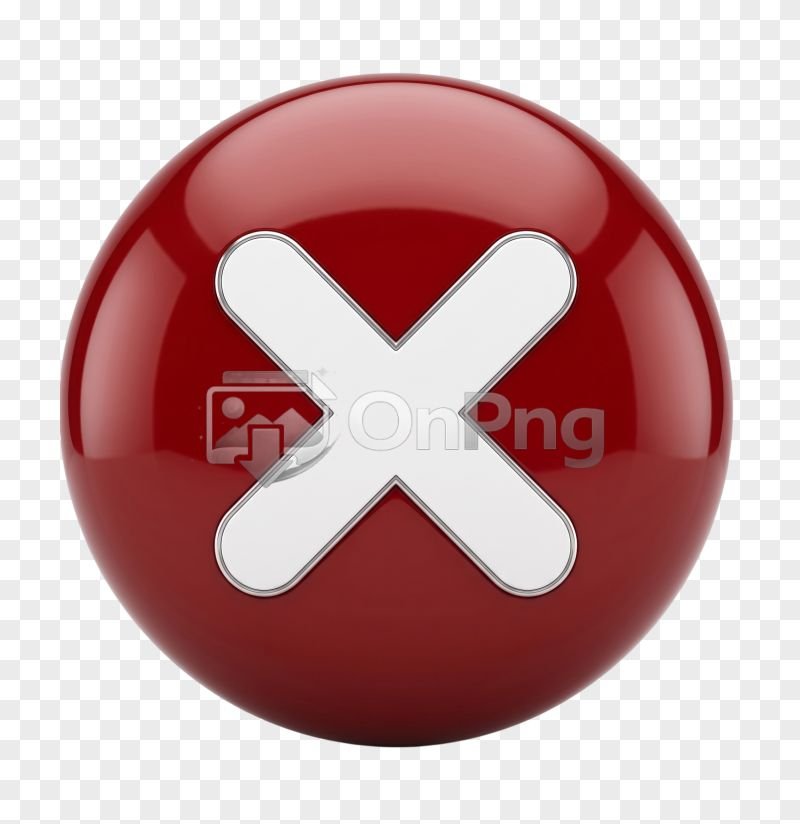 White Cross Mark Icon with Glossy Red Sphere PNG