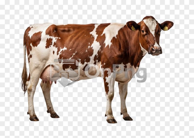 Brown and White Dairy Cow Transparent Background PNG
