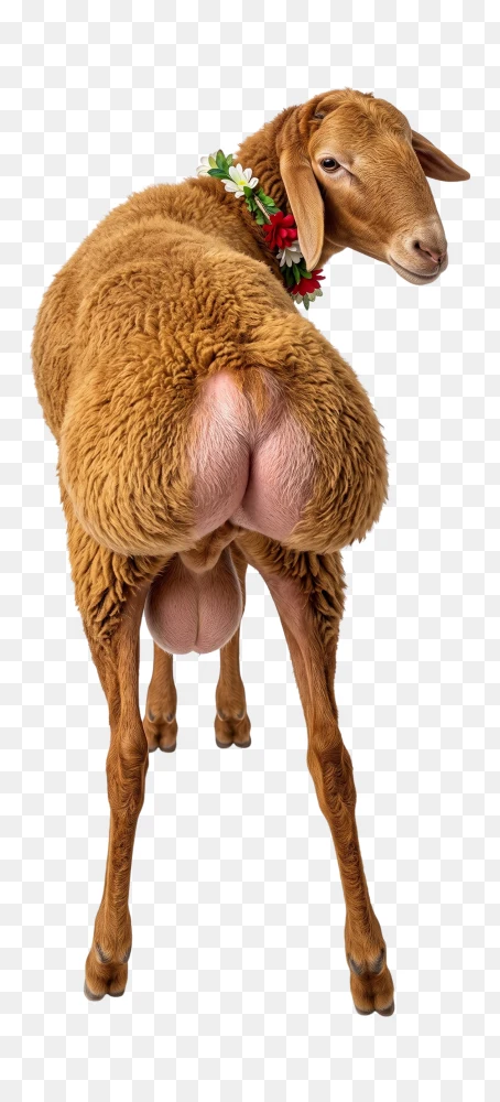 Brown Sheep Back View PNG  Transparent Background
