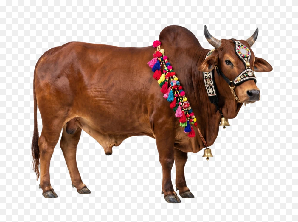 Decorated Brown Bull Transparent Background PNG  Transparent Background