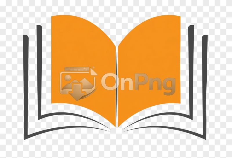 Open Book Logo with Orange and Grey Accents PNG