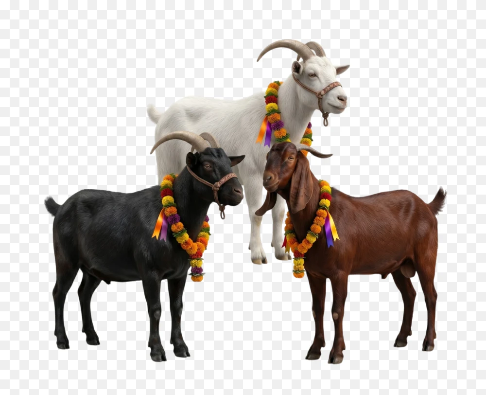 Three Decorated Goats for Eid Transparent PNG  Transparent Background
