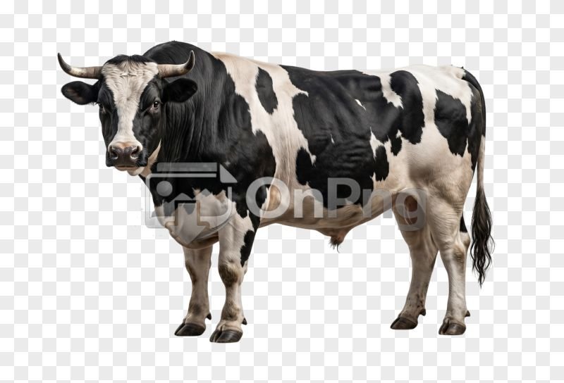 Transparent Black and White Bull PNG