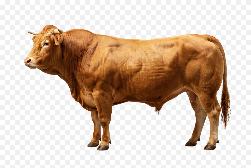 Transparent PNG Brown Muscular Bull  Transparent Background
