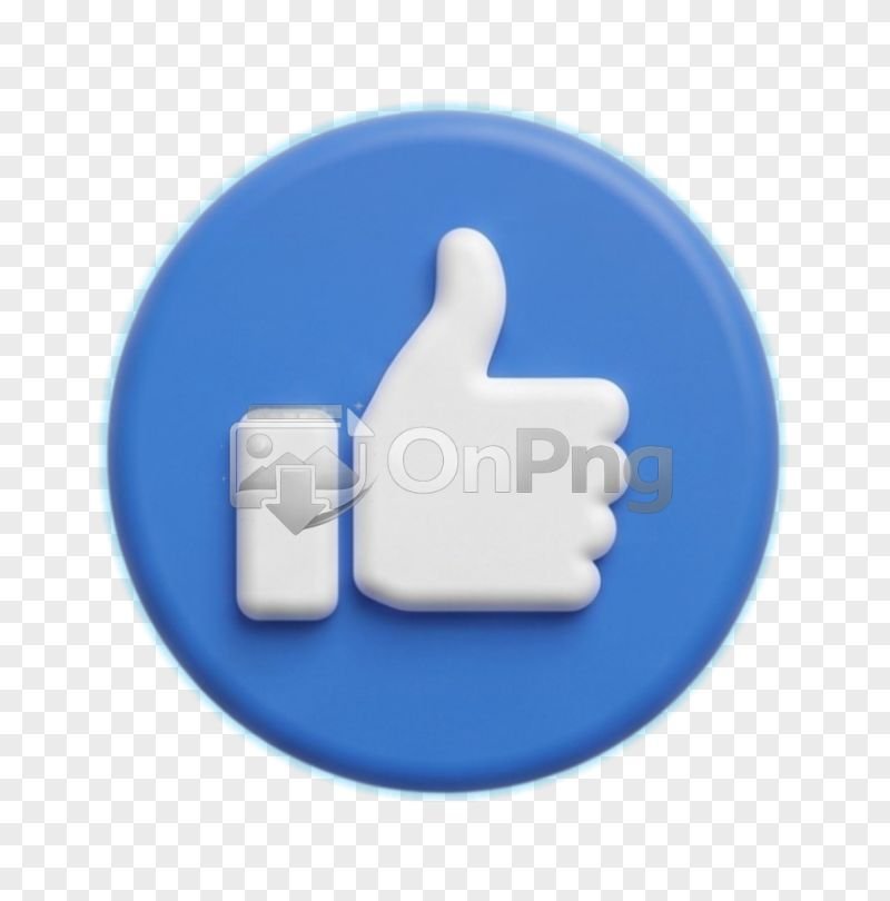 3D Blue Thumbs Up Like Button PNG