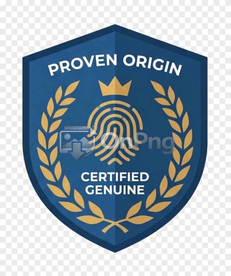 Flat Blue and Gold Proven Shield Badge PNG