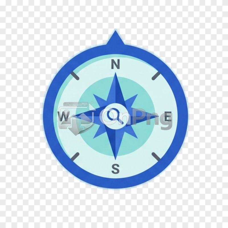 Flat Blue Compass and Search Icon PNG