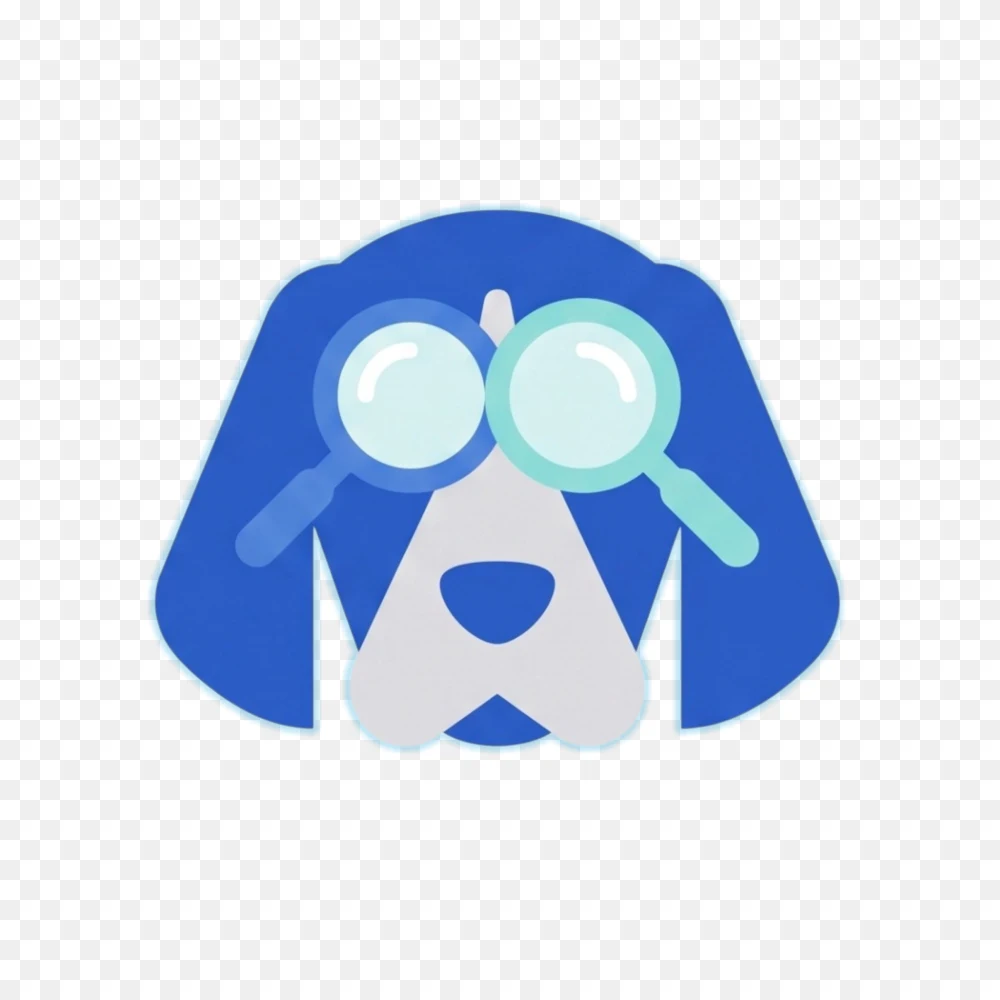 Flat Blue Dog Magnifying Glass Search Icon PNG  Transparent Background