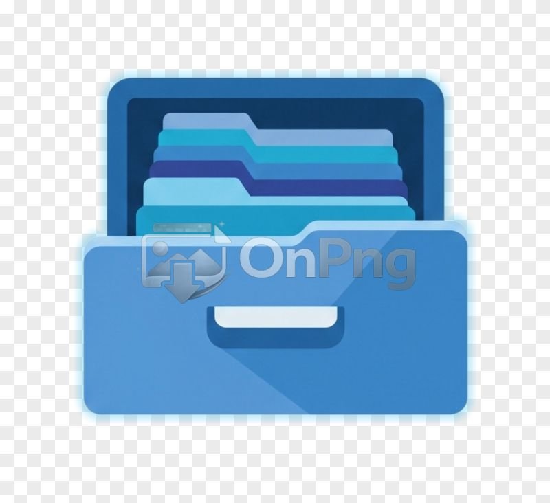 Flat Blue Open File Drawer Icon PNG