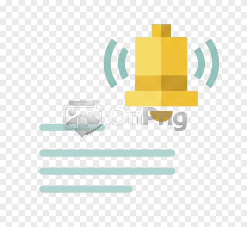 Flat Golden Notification Bell and Message Alert Icon PNG
