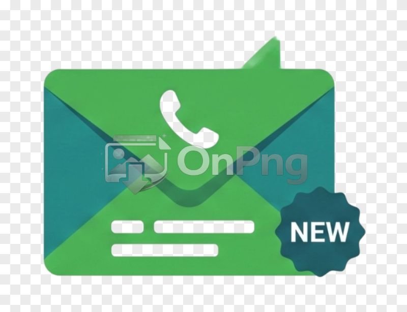 Flat Green New Voicemail Message Icon PNG