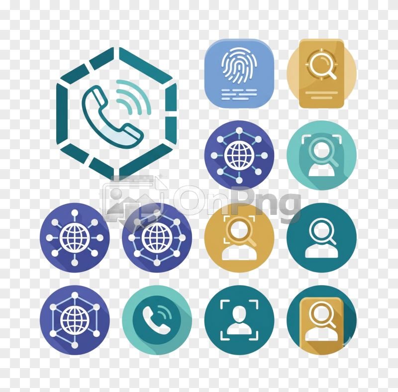 Flat Modern Communication and Network Icons PNG