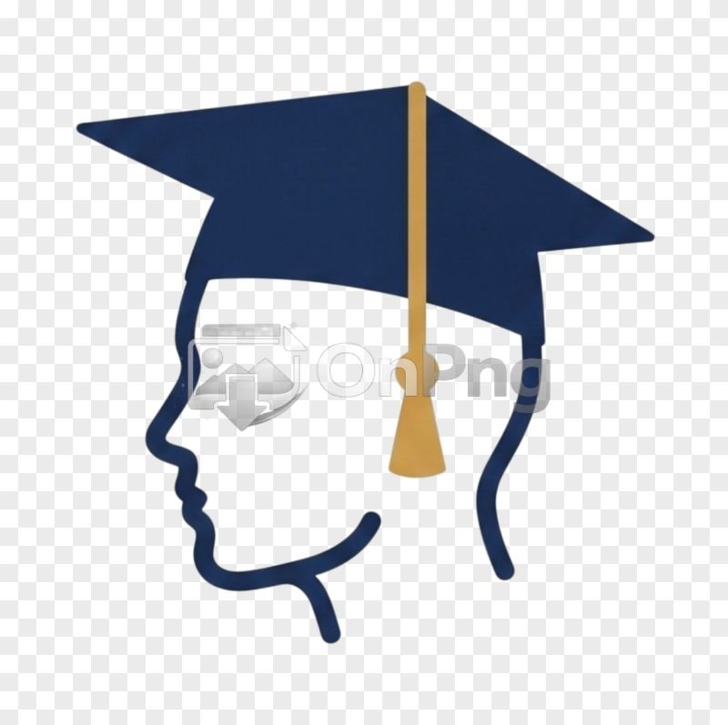 Flat Navy Blue Graduate Profile Silhouette Icon PNG