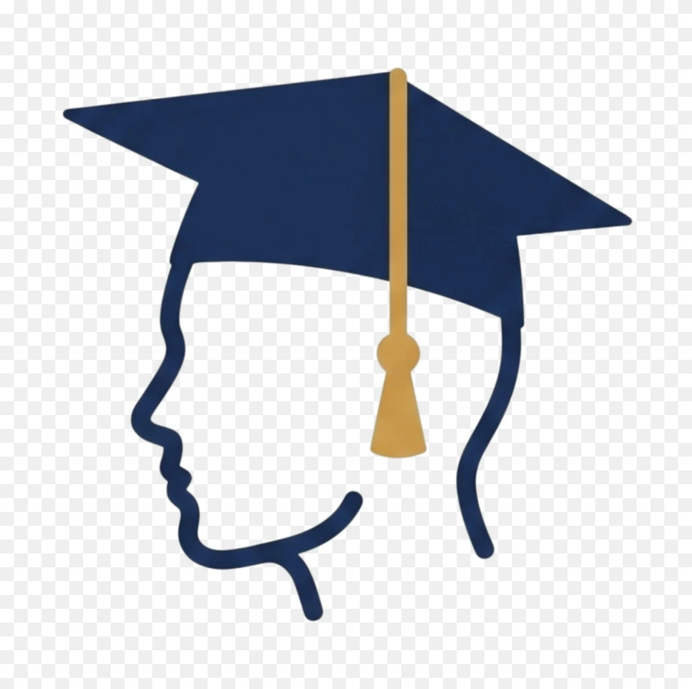 Flat Navy Blue Graduate Profile Silhouette Icon PNG  Transparent Background
