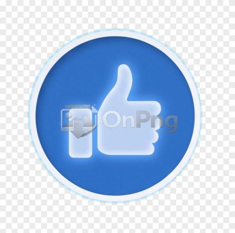 Glassmorphism Blue Thumbs Up Like Button PNG