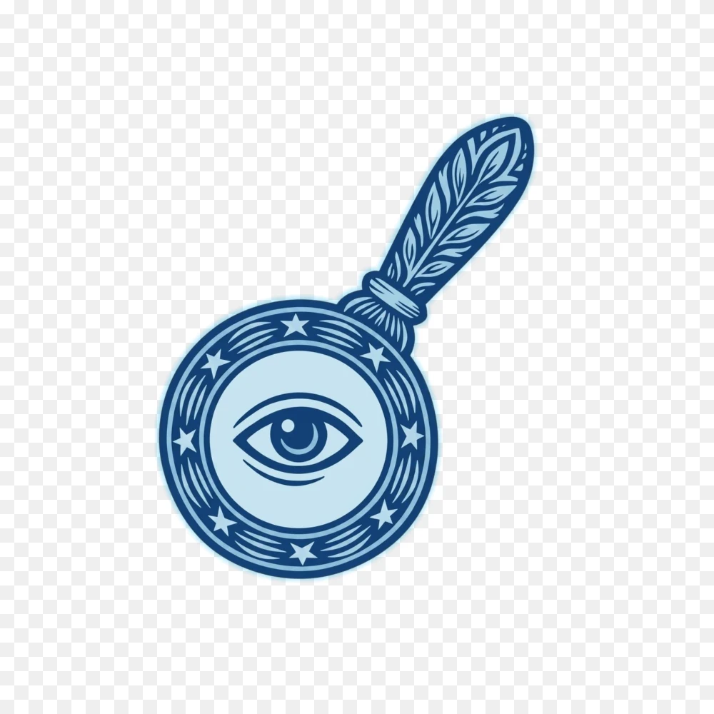 Vintage Blue Magnifying Glass and Eye Icon PNG  Transparent Background