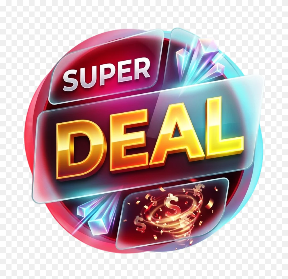 3D Glassmorphism Gradient Super Deal Badge PNG  Transparent Background
