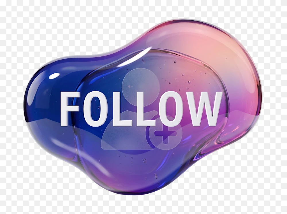 3D Liquid Gradient Follow Button PNG  Transparent Background