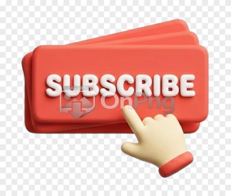 3D Red Subscribe Button with Hand Cursor PNG