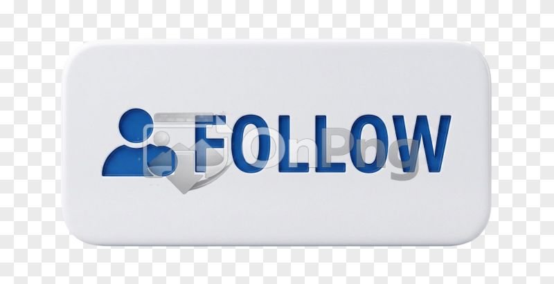 Clean Blue and White Follow Button PNG