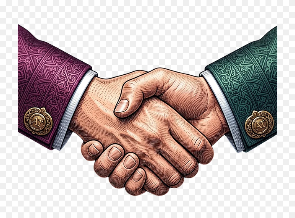 Elegant Formal Handshake Illustration PNG  Transparent Background