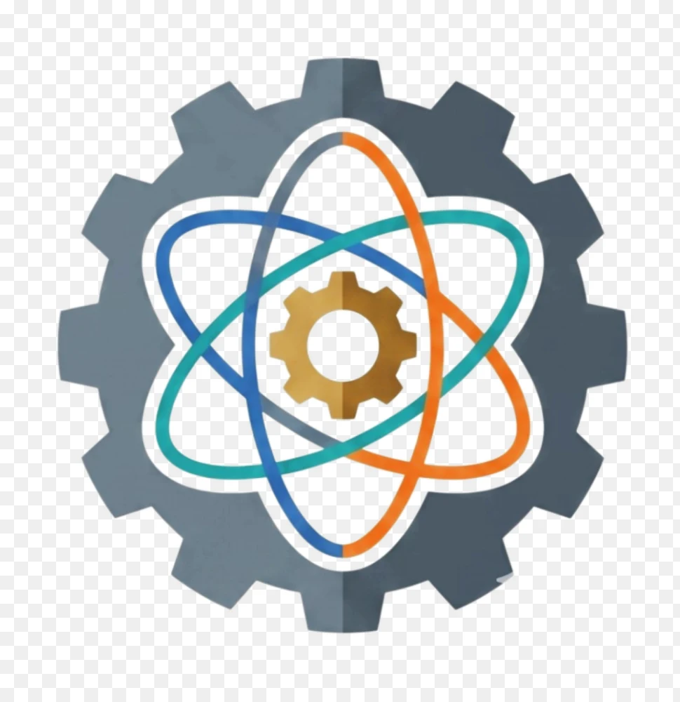 Flat Atom and Gear Technology Icon PNG  Transparent Background