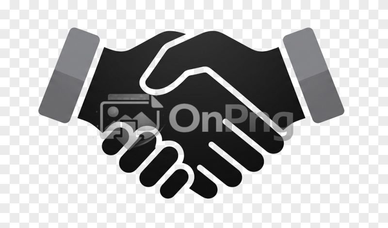 Flat Black and White Handshake Icon PNG