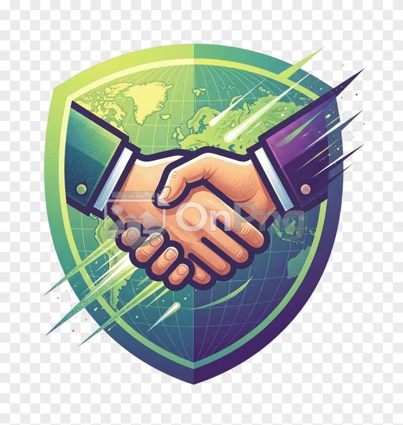 Global Shield Handshake Emblem PNG