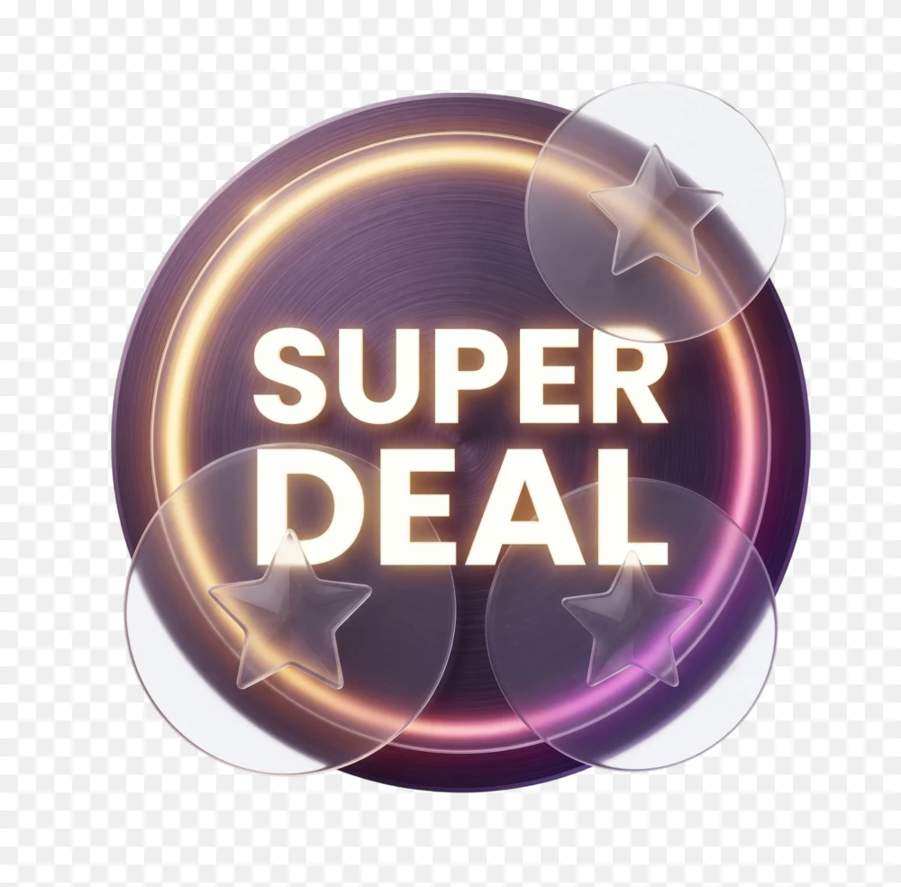 Glowing Dark Purple Super Deal Badge PNG  Transparent Background