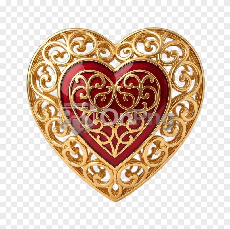 Gold and Red Heart Transparent PNG