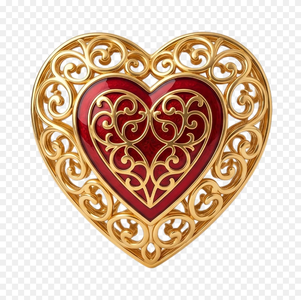 Gold and Red Heart Transparent PNG  Transparent Background