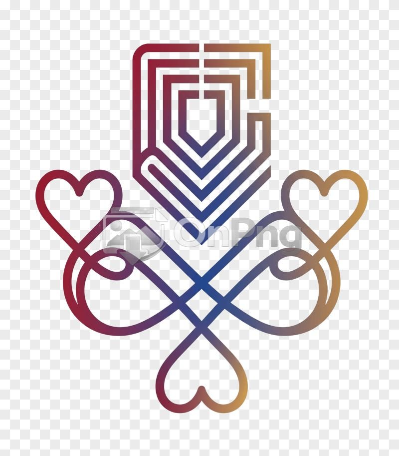 Gradient Geometric Heart Shield Emblem PNG