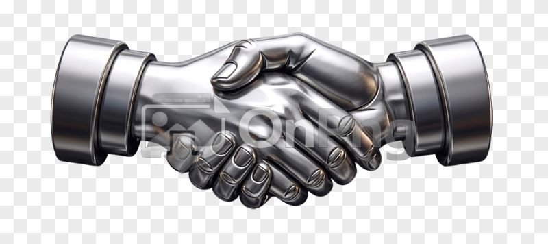 Metallic Robotic Handshake 3D Element PNG