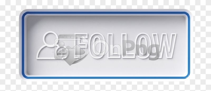 Simple White and Blue Follow Button PNG