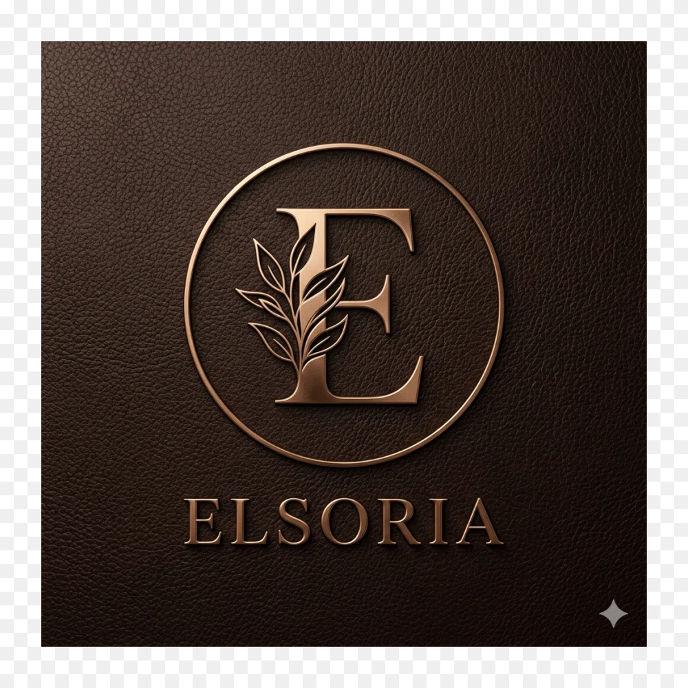 Luxury Bronze Botanical Letter E Logo PNG Transparent Background