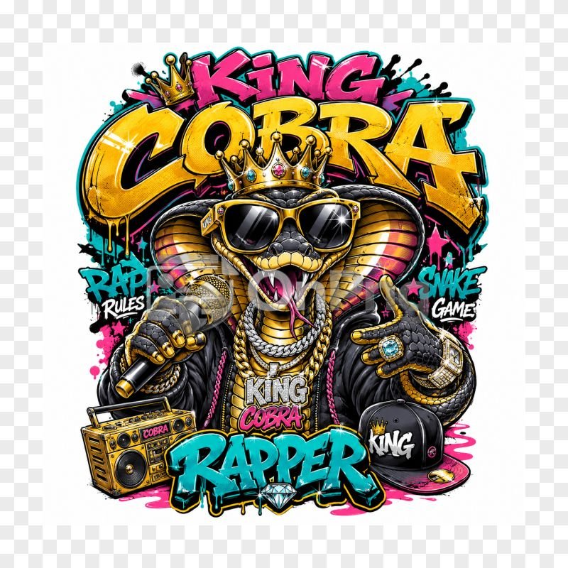 Hip Hop King Cobra T-Shirt Design | Urban Rapper Graphic Tee Vector