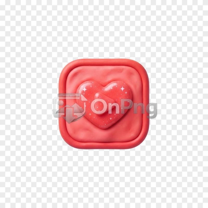 3D Pink Clay Heart Play Button Icon - Transparent PNG