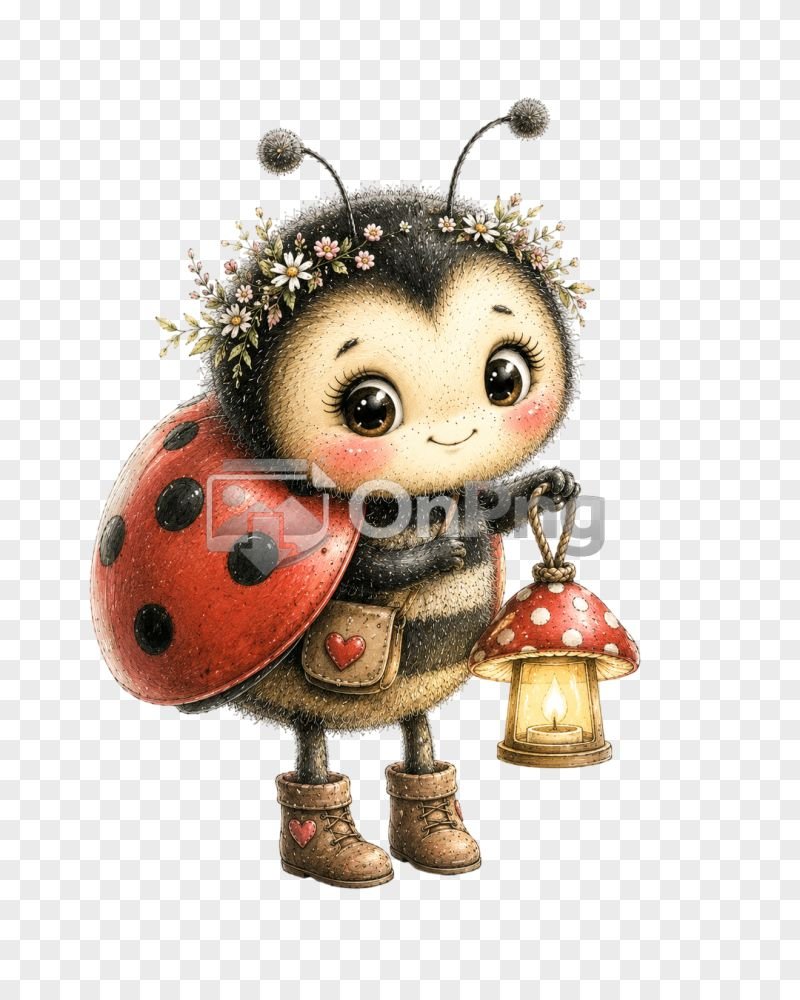 Cute Ladybug Sticker Clipart - Whimsical Watercolor Bug PNG