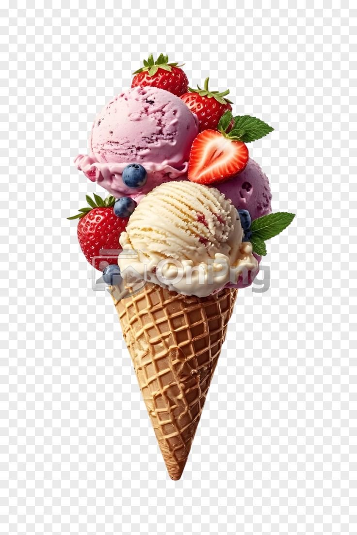 Delicious Waffle Cone Ice Cream Clipart Transparent Background
