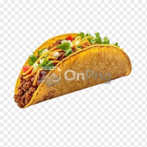 Crunchy Mexican Beef Taco with Cheese and Salad PNG